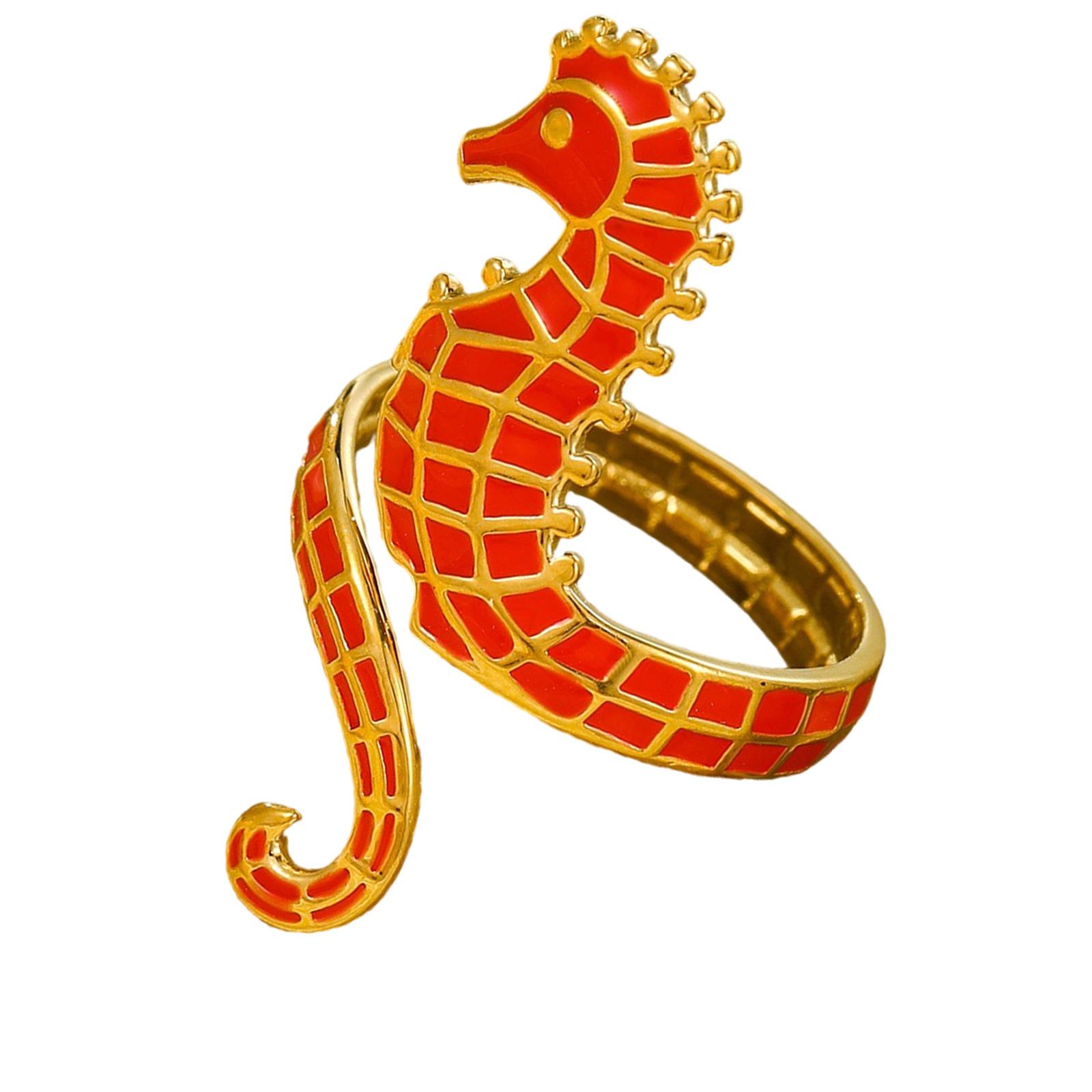

Unique Oil Drop Design Seahorse Ring Adornment For Fashion Enthusiasts And Art Lovers Seeking Individual Style B