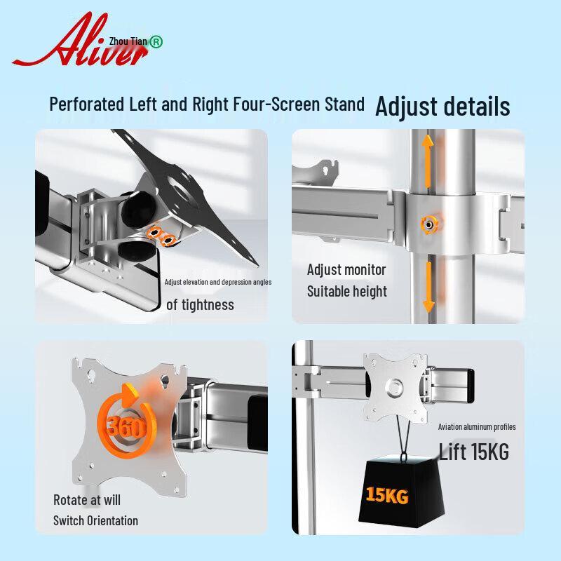 Aliver Quad Monitor Desk Mount