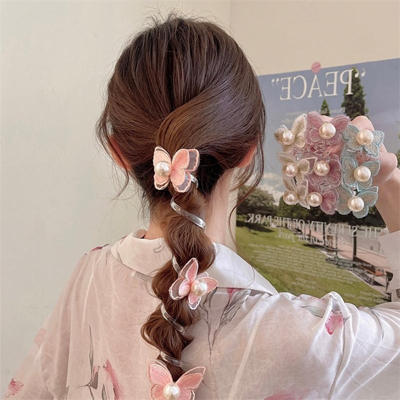 Schmetterling Perle Glattes Haarseil Haarbänder Stirnband Telefondraht Haarbänder Pferdeschwanz Haarseil