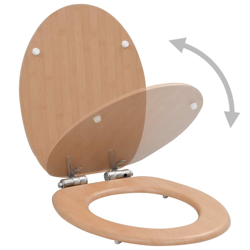 Vidaxl Soft-Close Toilet Seats, 2 Pcs, MDF, Bamboo Pattern