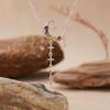 Natural Citrine Color Sapphire Pendant Necklace Women'S S925 Silver Color Treasure Jewelry Moon Star Design