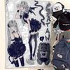 Domi World Angel Devil Twin Girls Tapestry Gothic Kawaii Anime Wall Hanging Black White Aesthetic Background Cloth for Bedroom
