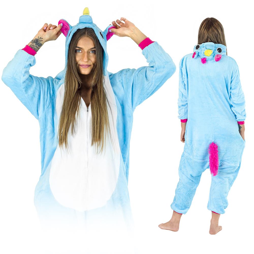 Pigiama da uomo pegaso kigurumi tuta intera carnevale caldo costume travestimento m Costume tuta intera blu/rosa pegaso - M