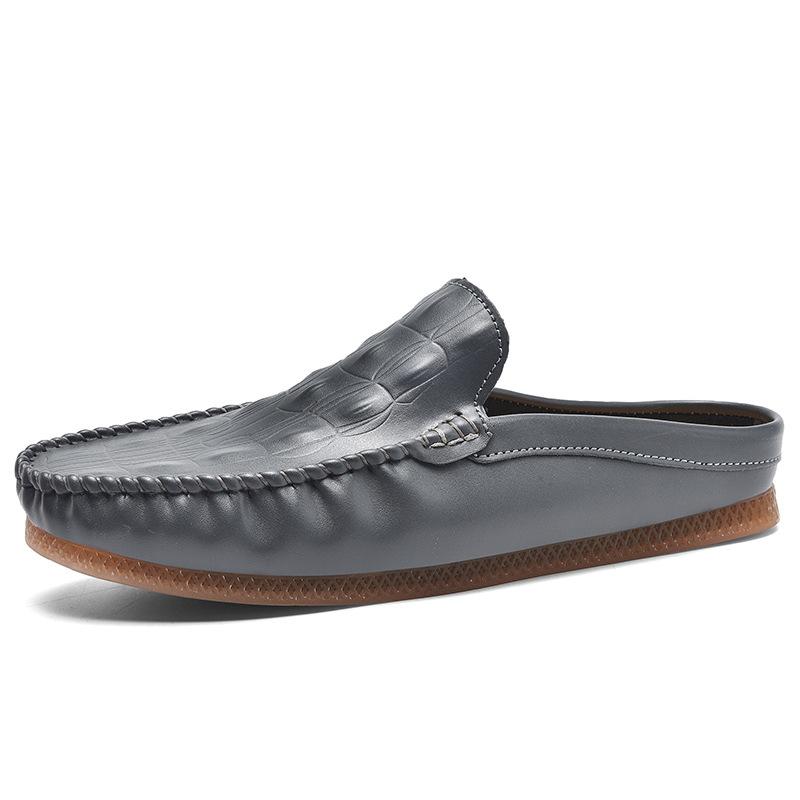 2025 Summer Lazy Casual Single Shoes Mesh Breathable Half Tray Fashionable and Simple Men Wear Bag Head Drag with One Foot