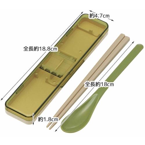 Skater Combi Set Chopsticks Spoon Set Silver Ion Ag+ Antibacterial Retro French Green Made in Japan 18cm CCS3SAAG