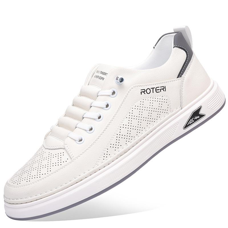 Men's Shoes 2025 Summer New Sandals Breathable Hollow White Shoes Casual British Men's Sports Board Shoes 2025