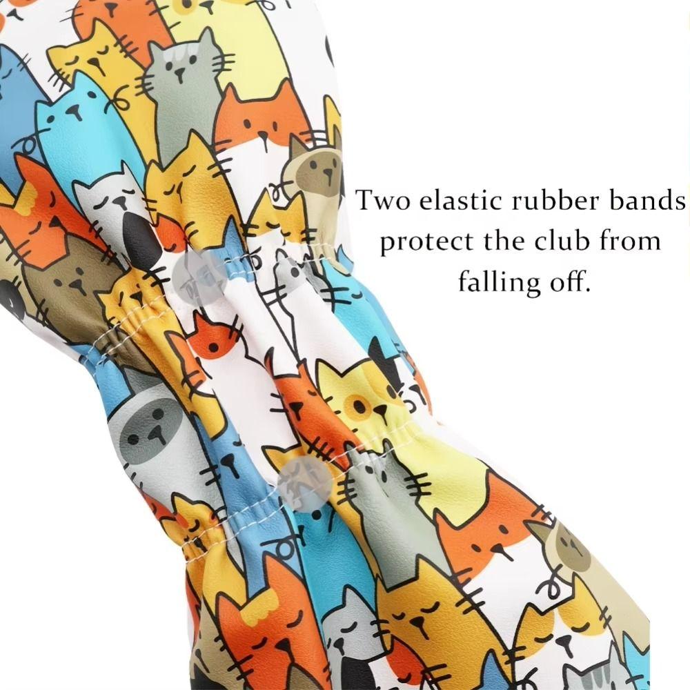 Cartoon Animal Golf Club Head Cover Graffiti Cat Pattern Golf Club Protector Driver Fairway