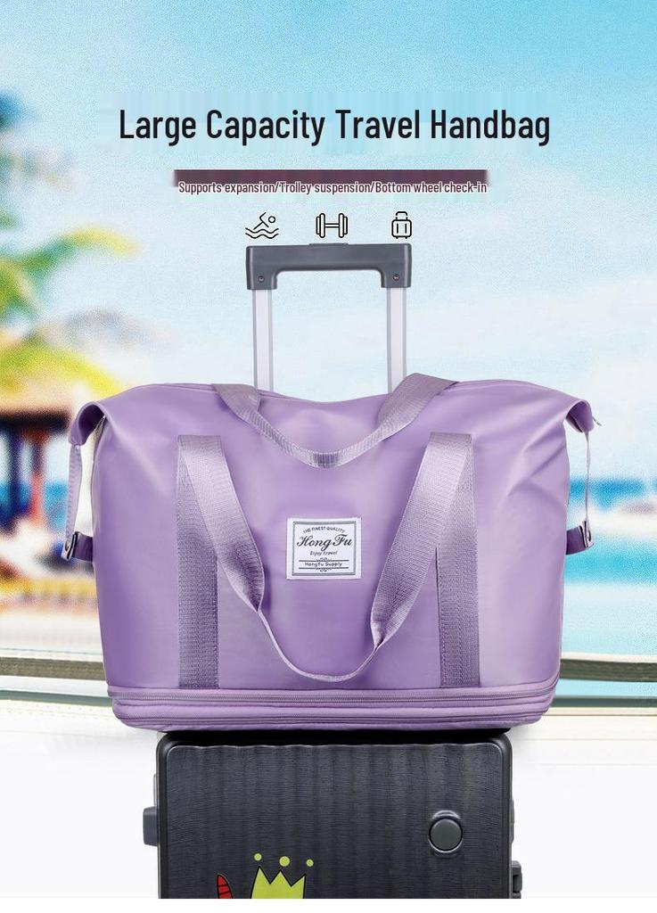 Expandable Wet/Dry Separation Luggage Bag with Universal Wheels - Large Capacity & Splash-Proof for Business Trips & Fitness Travel