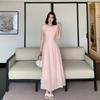 Summer New Korean-style Wrinkled Sleeveless Long Dress with Textured French Dress, Vacation and Travel Long Dress