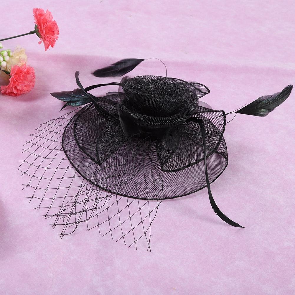 Ladies Gauze Hat Bridal Wedding Birdcage Fascinator Hair Accessory (Red)