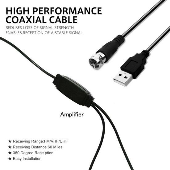 5m Indoor Digital IEC Connector High Clarity TV Antenna Signal Receiver Aerial for DVB-T2