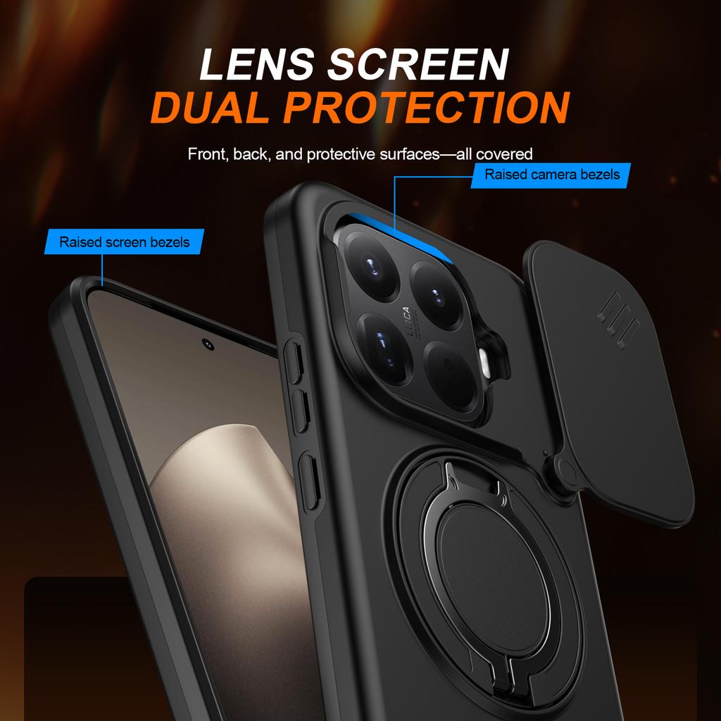 Κάλυμμα Κάμερας Τσουλήθρας Θήκη Armor Αντικραδασμική Για Xiaomi 15T Pro 5G Μεταλλικό Δαχτυλίδι Στήριξης Πλαίσιο TPU Σκληρό Πλαστικό Προστατευτικό Coque Fundas