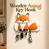 Cartoon Adhesive Key Holder Wooden Wall-mount Hanger Lovely Animal Key Hook  Hallway