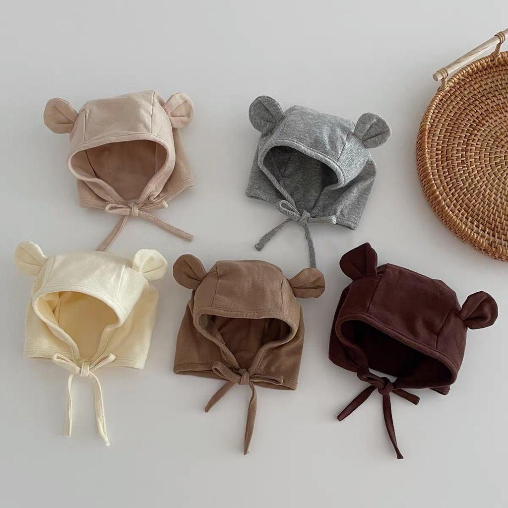 Newborn Pure Cotton Ear Protection Pullover Hat with Lace-up - Cute & Adorable for Spring & Autumn