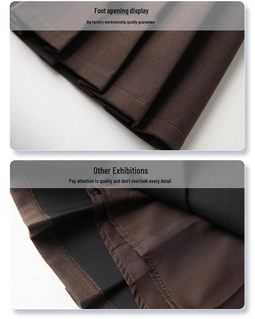 Women's Khaki High-Waisted A-Line Pleated Midi Skirt - 2024 Autumn/Winter Collection