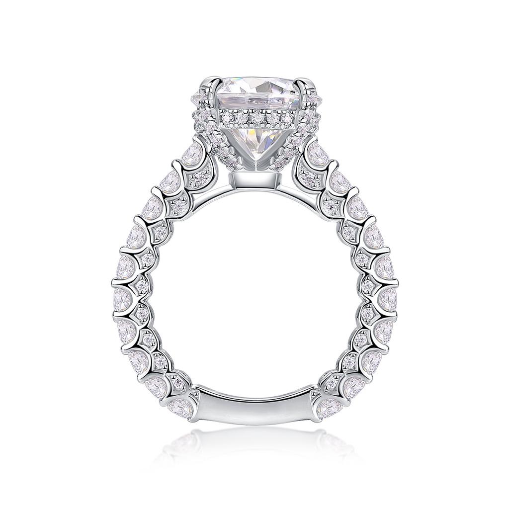 Fashion S925 Silver Ring Children'S Niche, Light Luxury And High Sense Stacking Wearing 5 Carat Moissanite Ring
