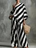 1116 New Lazy Chic Vintage Striped Printed Top and Wide Leg Pants Two-piece Set