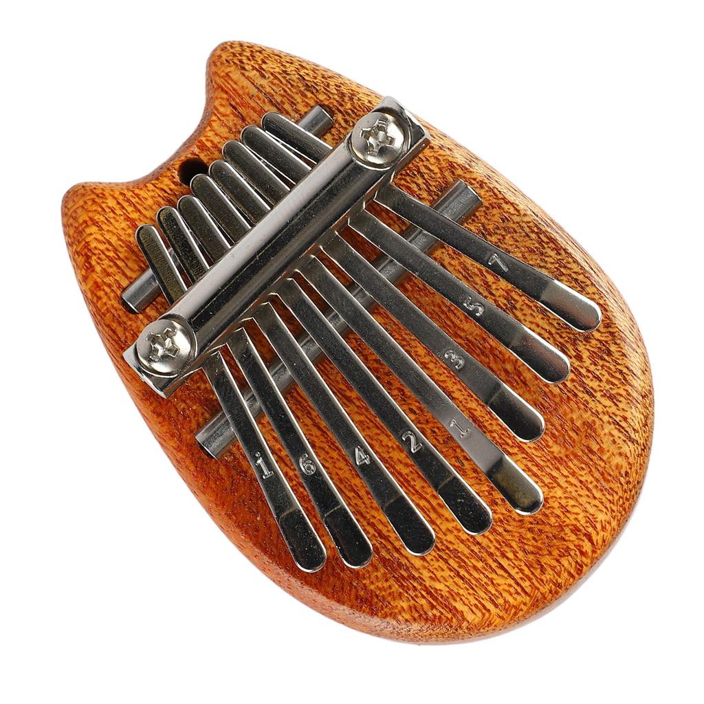 Mini Kalimba 8 Tangenter Tommelpiano Massivt Tre Barnegave for Nybegynner Bærbar med Lanyard