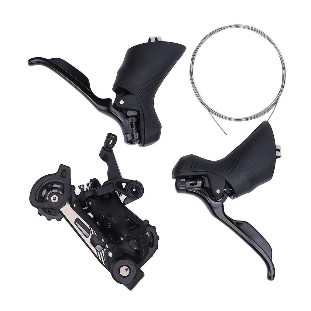 Rear Derailleur Set 2x11 Speed Aluminum Alloy Cycle Rear Derailleur with Brake Lever for Road Cycling