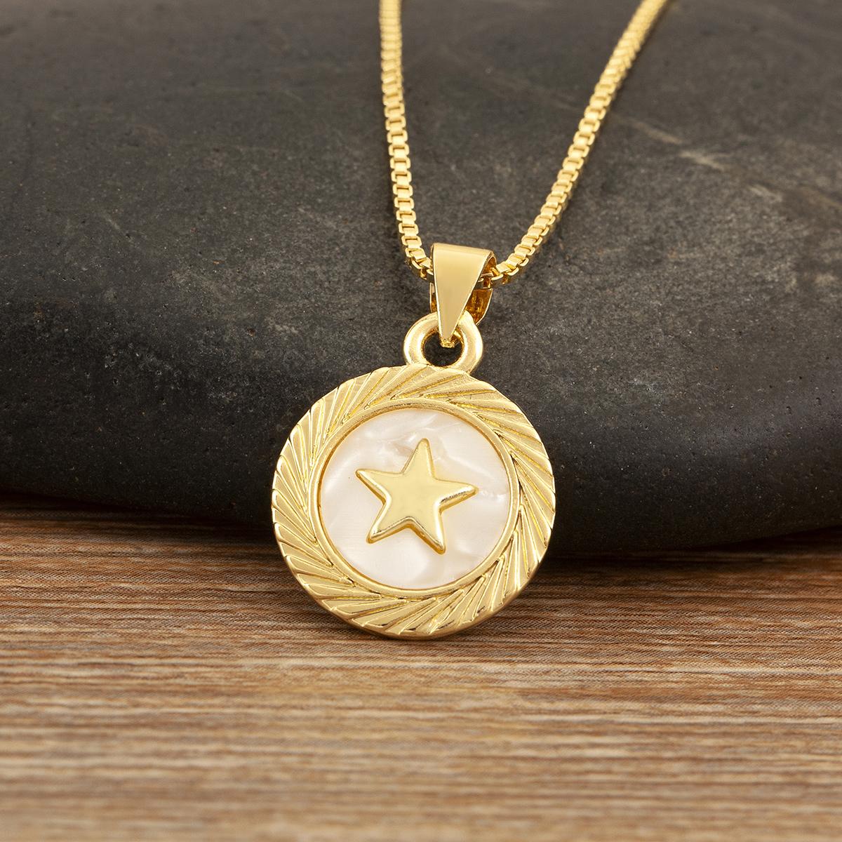 Nidin Hot Sale Round Shape Cross/Heart/Star/Moon/Evil Eye/8/Lightning Design Pendant Necklace For Female Male Punk Style Jewelry