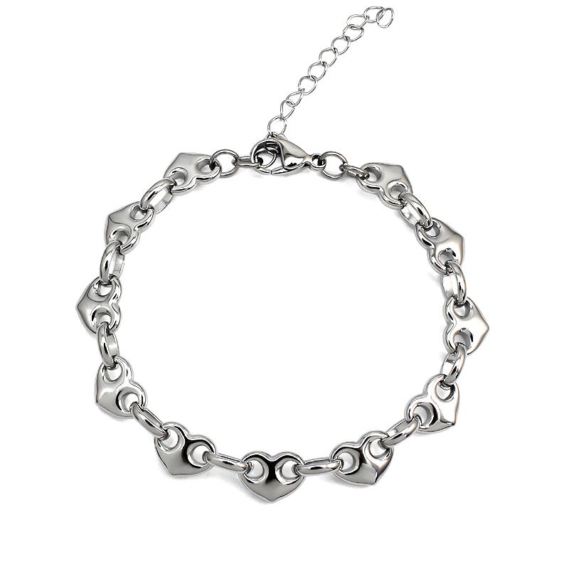 

Retro Fashion Hollow Heart Bangles Bracelet Stainless Steel Gold Silver Color Carved Pig Nose Couple s Chain Bracelet