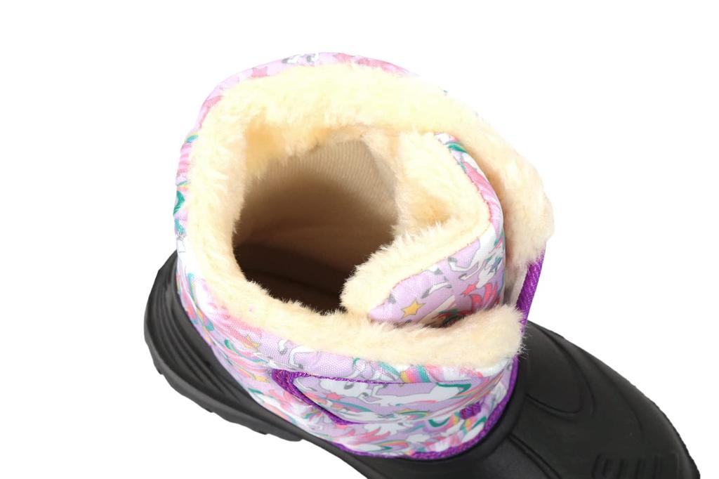 Akiriko Snow Boots, 4cm Waterproof, Boa Cuff, Inner Cushion, Velcro Closure, Girls' Junior Size, Lavender/Purple, 18cm