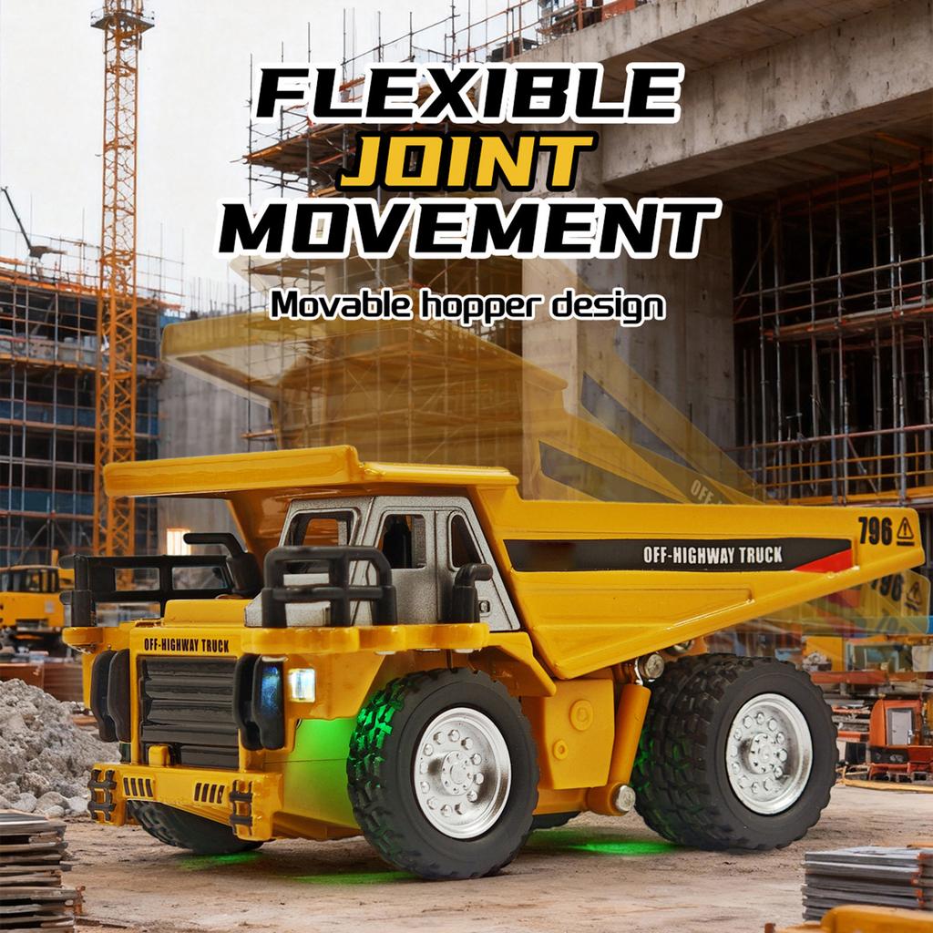 1:64 RC Dump Truck, 2.4G Remote Control Mini Construction Truck with Lights and Sound, Auto Demo, Auto Cruise