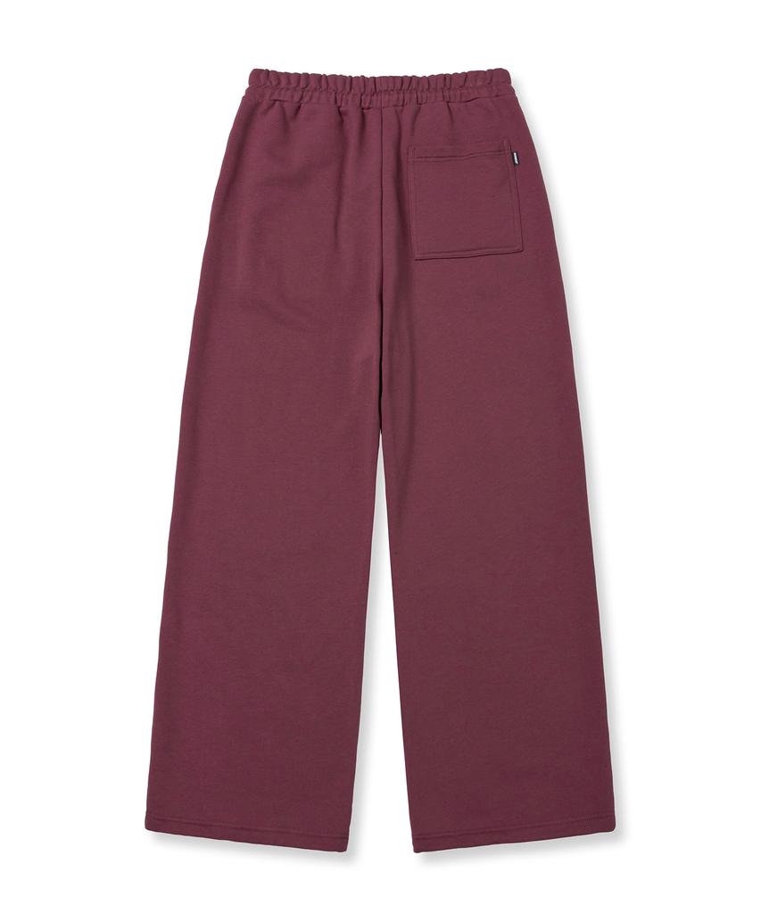 BROWNBREATH Tag Wide Sweat Pants - Burgundy