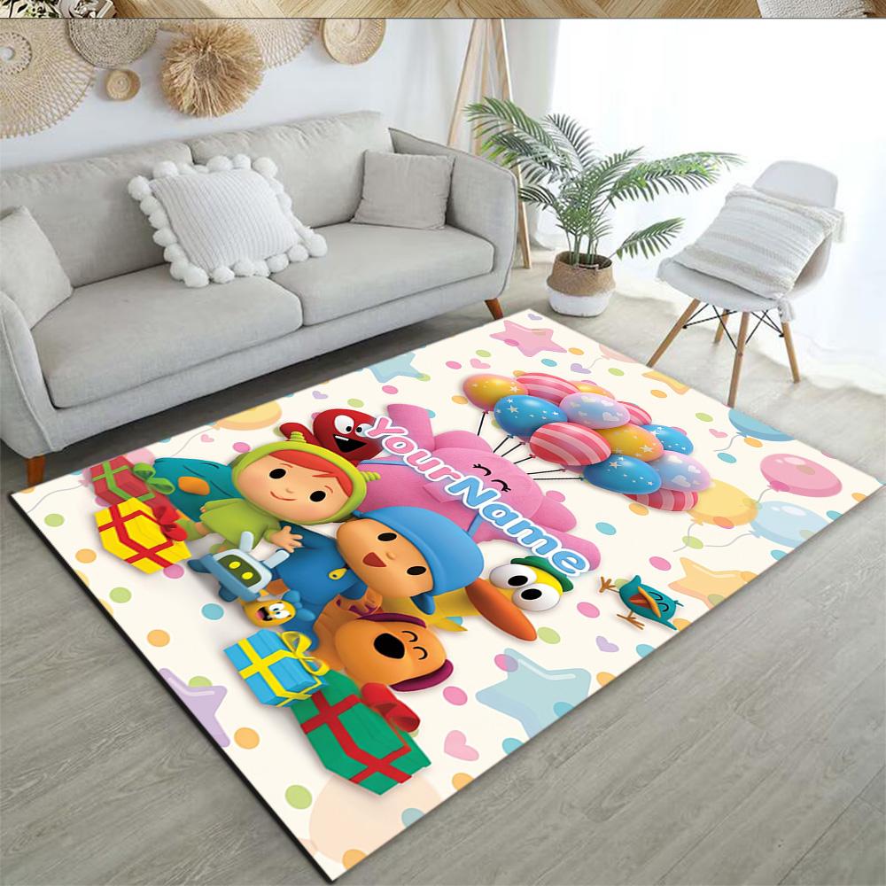 Alfombra Personalizable con Nombre de Pocoyó Adecuada para Exteriores Dormitorio Entrada Pasillo Alfombra Antideslizante Decorar Oficinas Regalo para Festivales