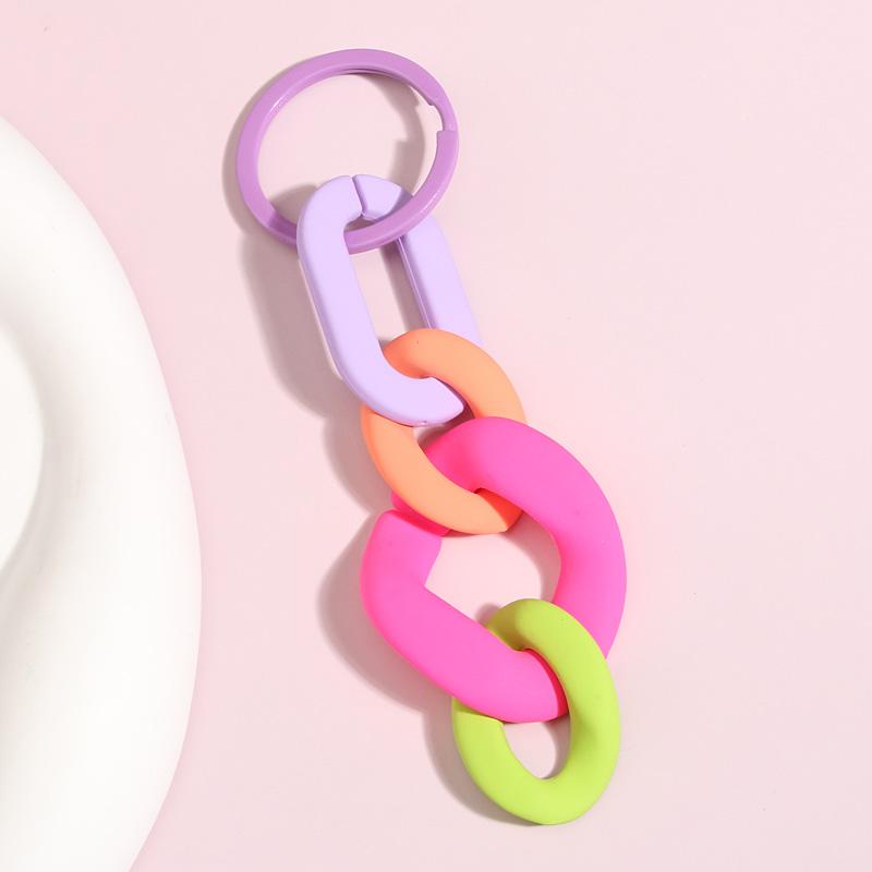 Colorful Acrylic Plastic Link Chain Keychain Creative Handmade Key Ring For Women Men Handbag Accessories DIY Friendship Gifts