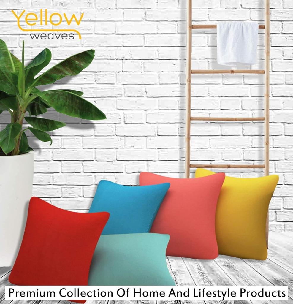 Cotton Canvas Decorative Cushion Covers, (16 X 16 Inches), Set Of 5, Multicolour, 250 Tc