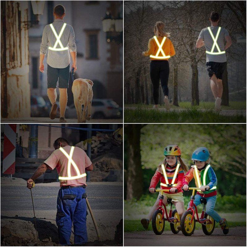 Correas Reflectantes de Alta Visibilidad Seguridad en el Trabajo Nocturno Correr Ciclismo Seguridad Chaleco Reflectante Ajustable Alta Visibilidad Reflectante