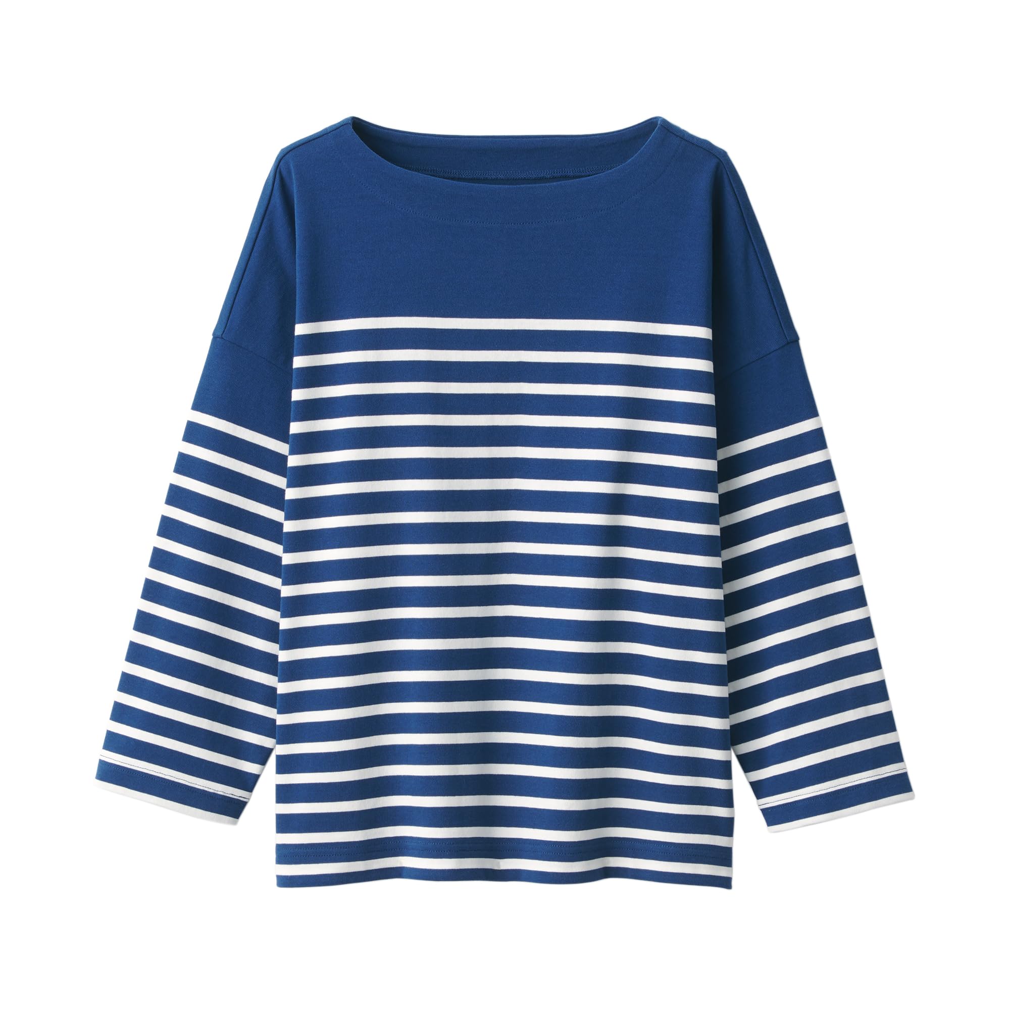 

Футболка MUJI Border Boat Neck Sleeve BB2OSA4S Blue Pattern S женская 3/4 женская