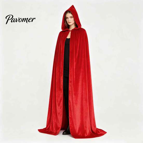 Theatrical Role Play Costume Unisex Adults Hooded Cloak, Velvet Vampire Wizard Cape, Renaissance Mysterious Witch Cape Medieval Halloween for Cosplay,