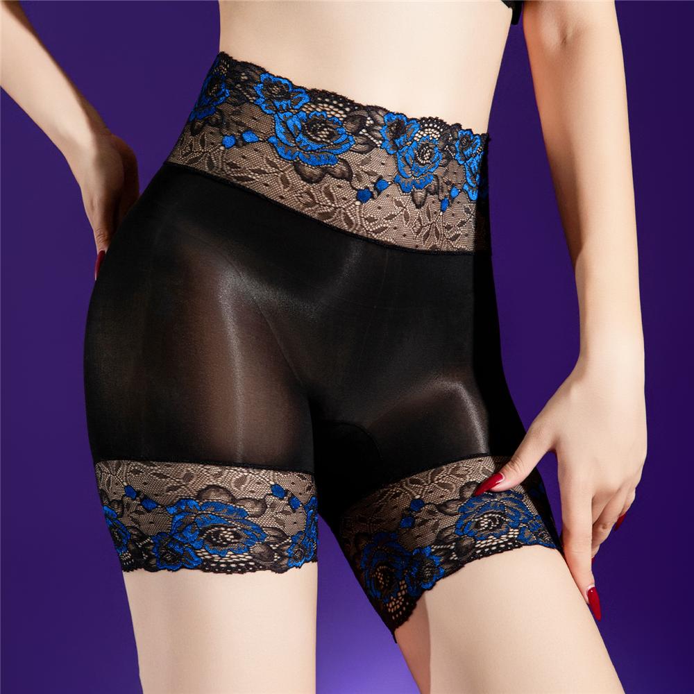 Sexy Women Stain Smooth U Convex Pouch Briefs Lace High Waist Oil Glossy Shiny Boxers Cock Ring Sexy Shorts Underwear