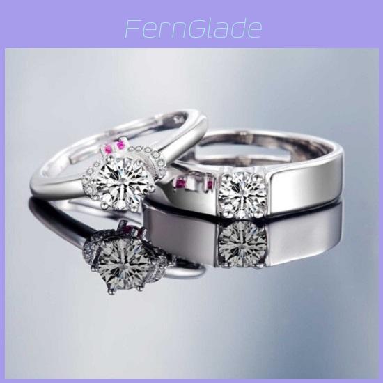 Eleganti Anelli da Coppia Regolabili in Stile Coreano con Placcatura in Platino per Matrimonio
