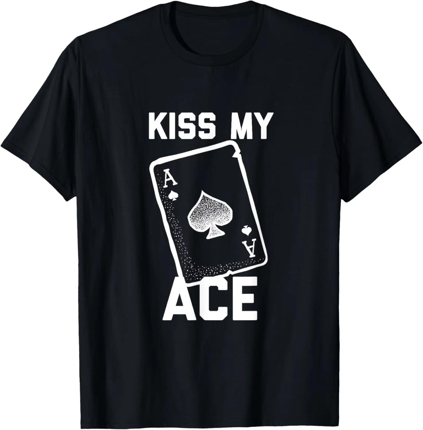 

HOT SALE Funny Playing Cards Kiss My Trump Card Spades T-shirt Vintage T-shirt Harajuku Vintage T-shirt Camisas Street Wear 4XL