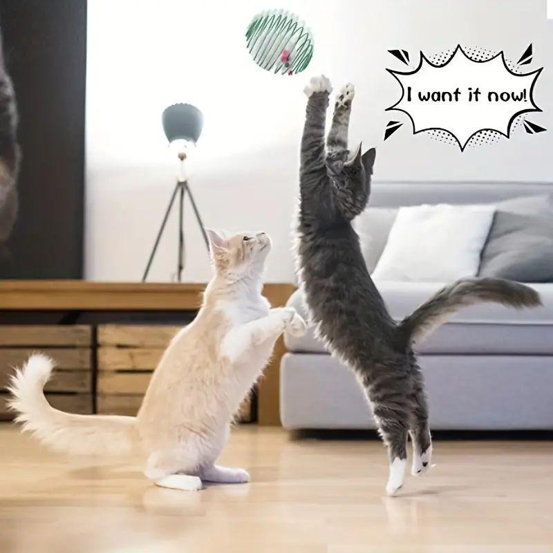 1Pc Cat Toy Balls Funny Stretchable Kitten Springs Toys Interactive Caged Rats Rolling Cat Balls Random Color Cat Accessories Pet