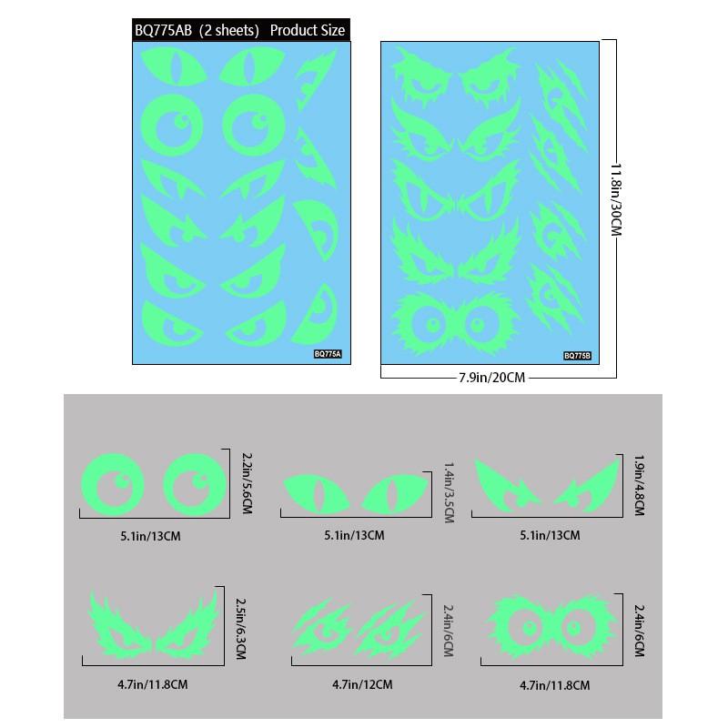 Halloween Decor Fluorescent Static Cling Stickers Ghost Haunted House Glass Decals Party