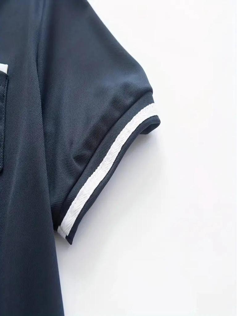 2025 Color Block Tasche Herren Sommer Casual Polo Sweatshirt