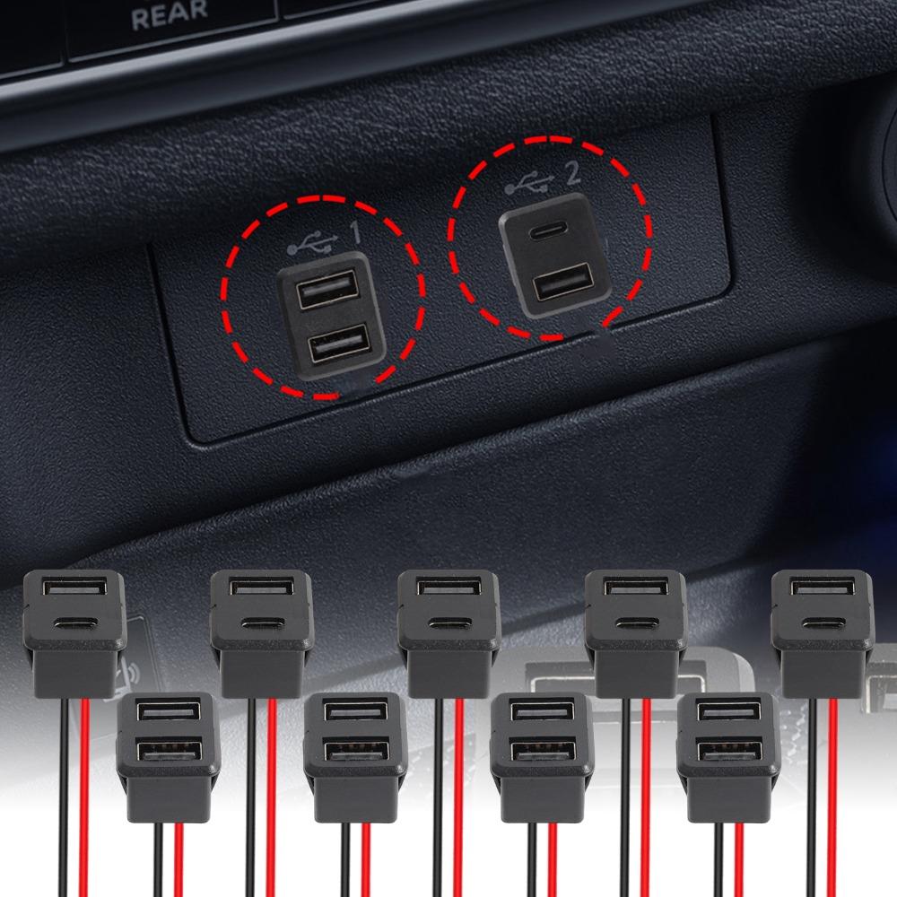 5/1pcs Double Layer Usb Female Base Type-C Socket and Female Usb Lamp Charging Socket Power Socket with Cable 2A Connector