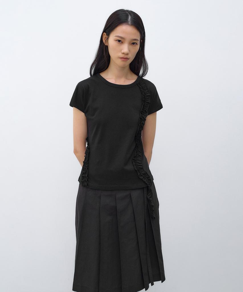 INSILENCE WOMEN Frill Strap Pigment Top Black