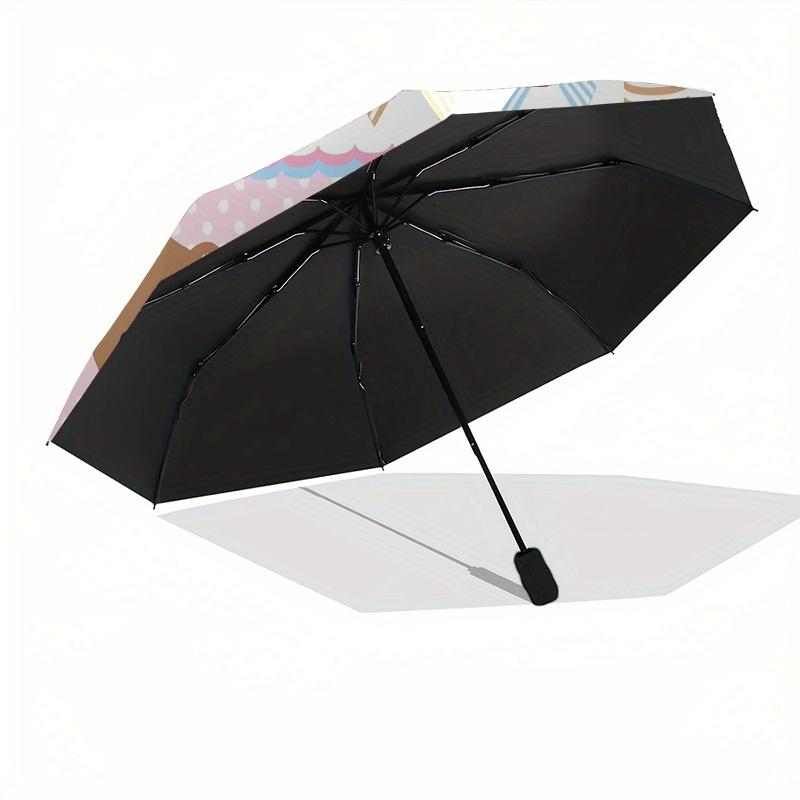 Sugarbunnies,Twins Automatic Folding Umbrella Simple 8 Rib Design, Bright Cartoon Pattern, Durable Iron Frame, Suitable For Travel, Outdoor,