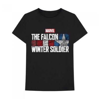 Marvel Comics Unisex-T-Shirt mit Logo aus Baumwolle mit Falcon & Winter Soldier-Text für Erwachsene
