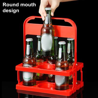 6 Bottle Wine Bottle Carrier Plastic Drink Display Stand Folding Beverage Carrier with Handle