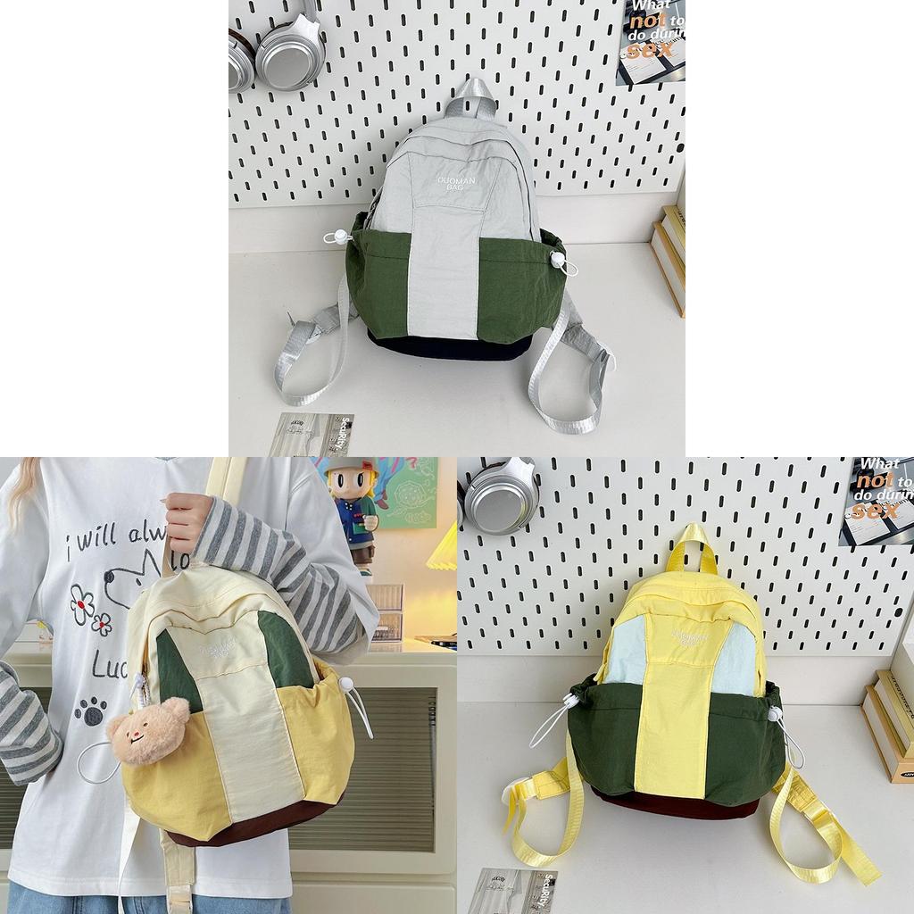 Nylon Student Backpack With Breathable Design And Letter Pattern For Daily Use