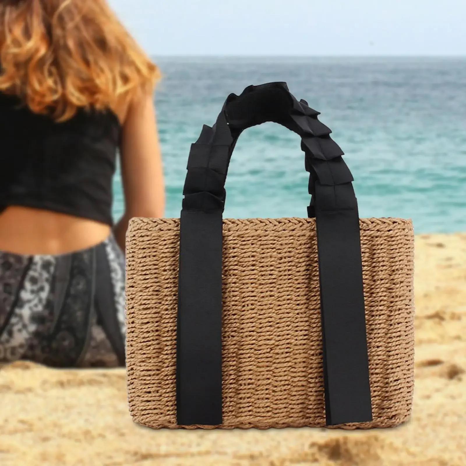 

Handwoven Bag Stylish Top Handle Women s Handbag for Beach Holidays Shopping