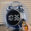 Electronic Intelligent Loud Alarm Clock for Students Extra Large Metal Alarm Clock with LED Screen for Heavy Sleepers
