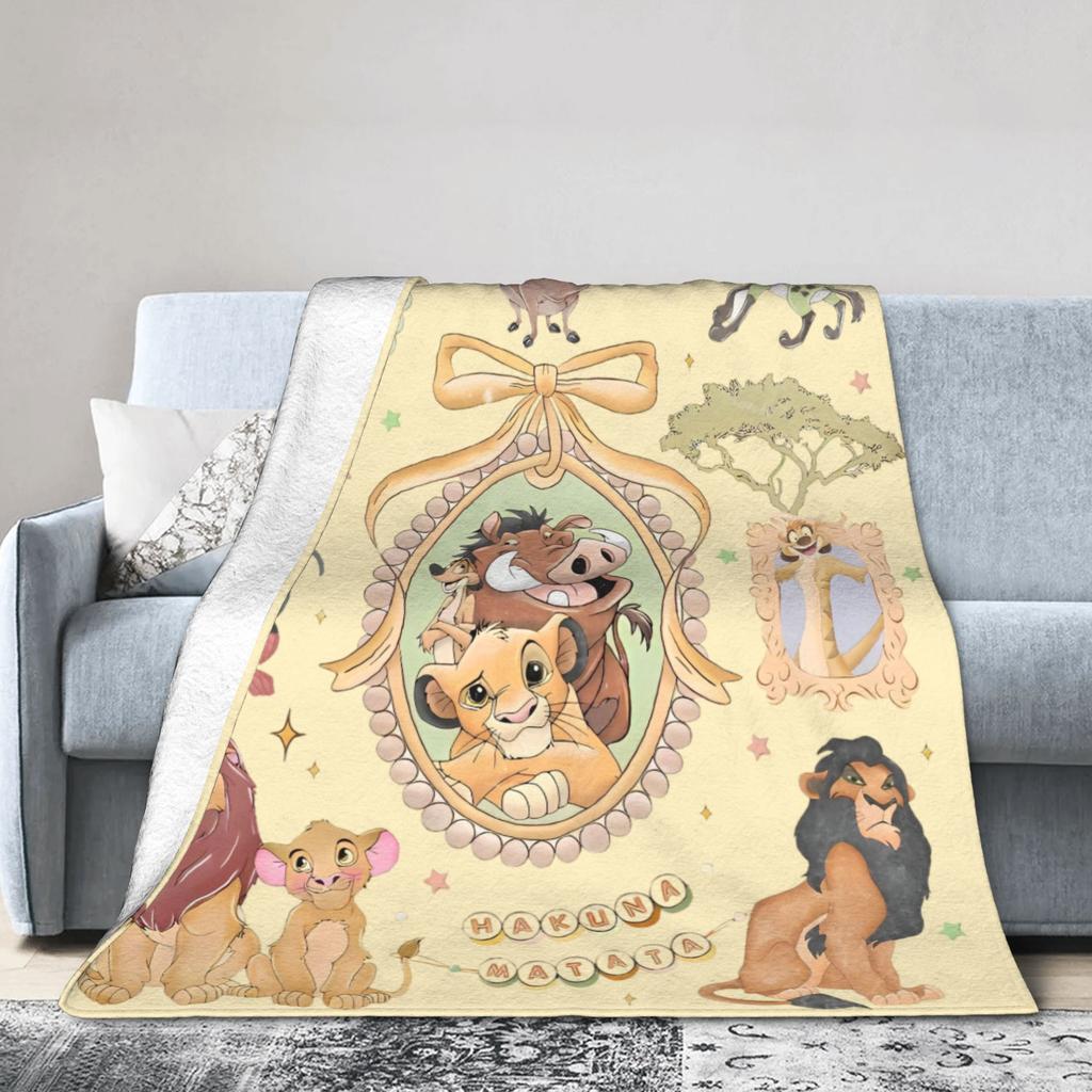 Retro Bows Hakuna Matata Lion King Simba Blanket Flannel  Super Soft Throw Blankets for Car Sofa Couch Bed Rug