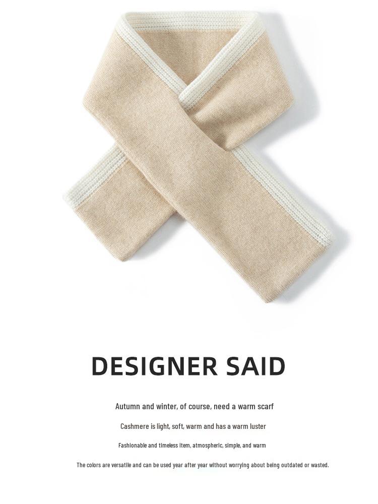 

Cashmere Women s Scarf - Autumn Winter Warm Color Block Knit Snood чорний